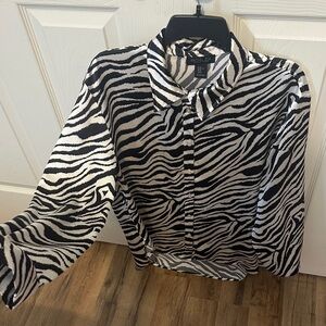Rachel Zoe Zebra Pattern Shirt in Black and White